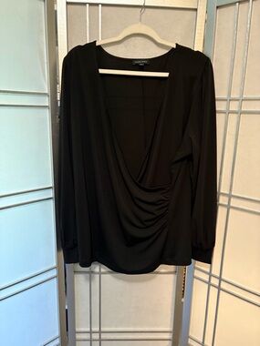 Universal Standard Black Draped V-Neck Blouse